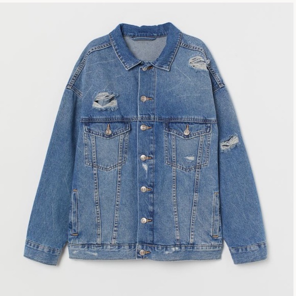 H&M &Denim oversized trucker denim jacket size Medium - Picture 1 of 8